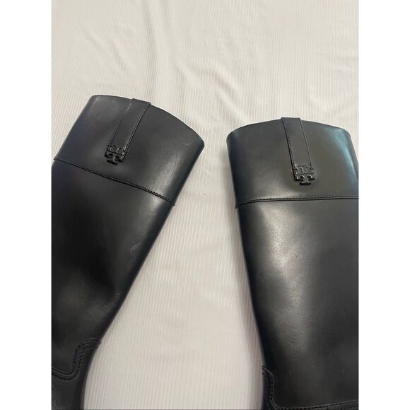 Tory Burch Women’s Black Leather Riding Boots Size 5.5 5 1/2 - Picture 2 of 11